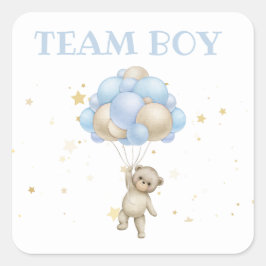 Beer en Bunny Gender Reveal Team Boy Vierkante Sticker