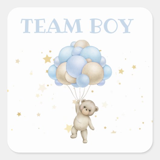 Beer en Bunny Gender Reveal Team Boy Vierkante Sticker (Voorkant)