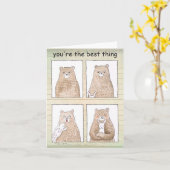 Beer en Bunny Happy Couple Jubileum Schattige Comi Kaart (Gele Bloem)