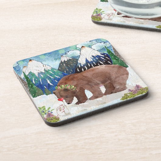 Beer en Bunny Hard plastiek onderzetter (Linkerzijde)