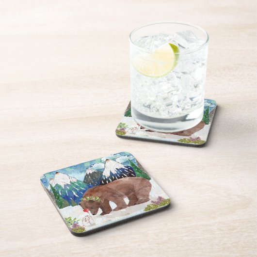 Beer en Bunny Hard plastiek onderzetter (Rechterzijde)