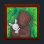 Beer en Bunny Ik hou van je voor altijd zweet juwe Cadeaudoosje<br><div class="desc">Beer en konijn waar ik voor altijd van hou.  Geweldige verjaardag/verjaardagscadeau voor je liefje!  Origineel schilderij van MiKa Art. Kan je aanpassen met je initialen,  namen,  teksten,  datum... . enz.</div>