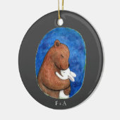 Beer en Bunny in omhelzing paar aangepaste naam Keramisch Ornament (Links)