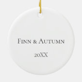 Beer en Bunny in omhelzing paar aangepaste naam Keramisch Ornament (Achterkant)