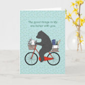 Beer en Bunny op de fiets die schattige liefde gaa Kaart (Gele Bloem)