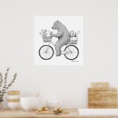 Beer en Bunny op weg naar een picknick monochroom Poster (Keuken)