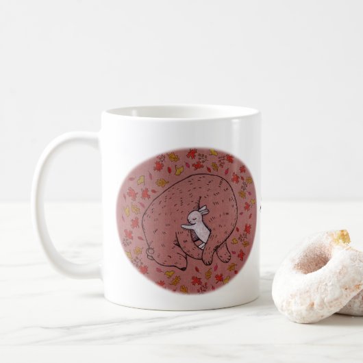 Beer en Bunny paar Gezellig thuis aangepaste naam Koffiemok (Met donut)