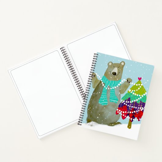 Beer en Bunny Winter Sketch Journal Notitieboek (Binnen)