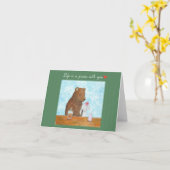 Beer en Bunny Zomerpicknick Schattige Jubileum Kaart (Gele Bloem)