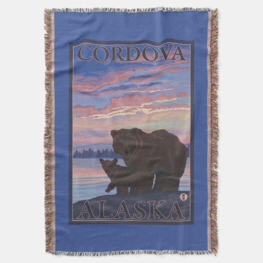 Beer en Cub - Cordova, Alaska Deken (Voorkant Verticaal)