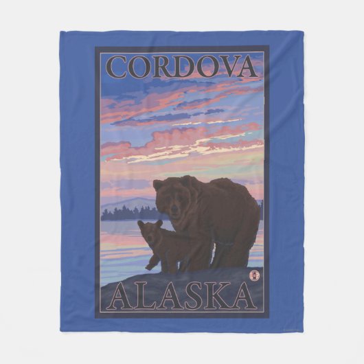 Beer en Cub - Cordova, Alaska Fleece Deken (Voorkant)