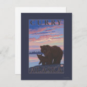Beer en Cub - Curry, Alaska Briefkaart (Voorkant / Achterkant)