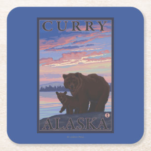 Beer en Cub - Curry, Alaska Kartonnen Onderzetters