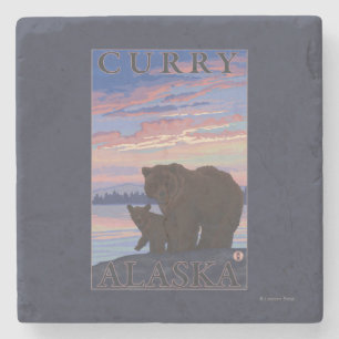 Beer en Cub - Curry, Alaska Stenen Onderzetter