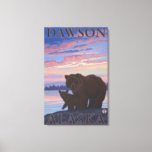 Beer en Cub - Dawson, Alaska Canvas Afdruk (Voorkant)