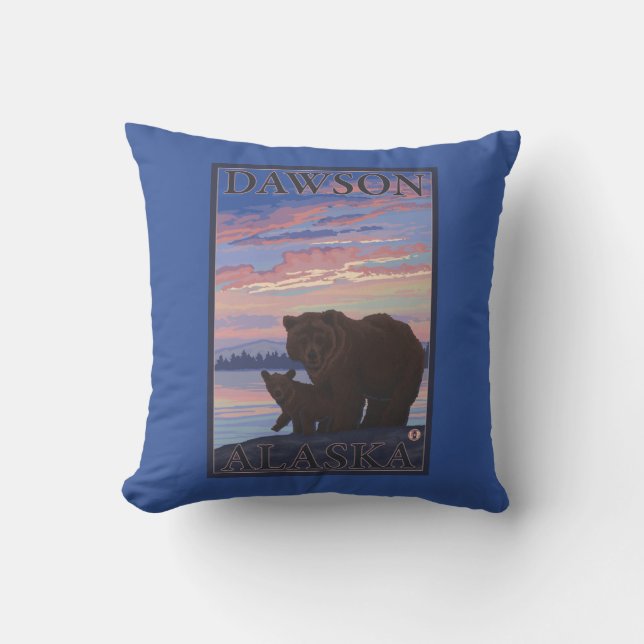 Beer en Cub - Dawson, Alaska Kussen (Voorkant)