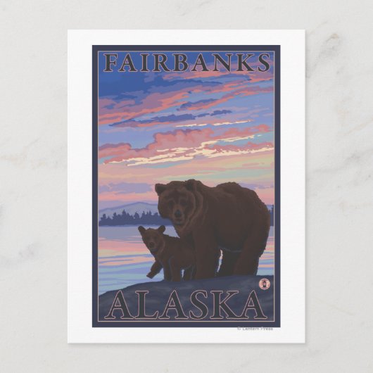 Beer en Cub - Fairbanks, Alaska Briefkaart (Voorkant)