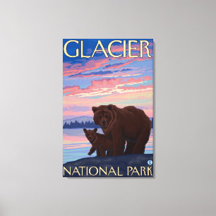 Beer en Cub - Glacier National Park, MT Canvas Afdruk