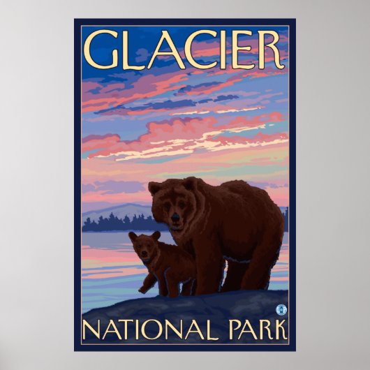Beer en Cub - Glacier National Park, MT Poster (Voorkant)