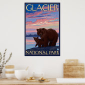 Beer en Cub - Glacier National Park, MT Poster (Keuken)