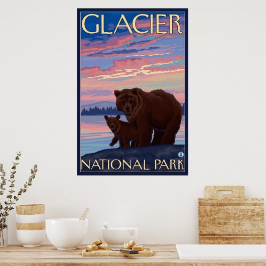 Beer en Cub - Glacier National Park, MT Poster (Keuken)