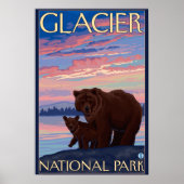Beer en Cub - Glacier National Park, MT Poster (Voorkant)