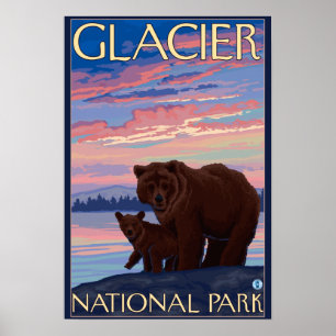 Beer en Cub - Glacier National Park, MT Poster