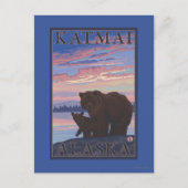 Beer en Cub - Katmai, Alaska Briefkaart (Voorkant)