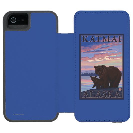 Beer en Cub - Katmai, Alaska Incipio iPhone Portemonnee Hoesje (Agenda Open)