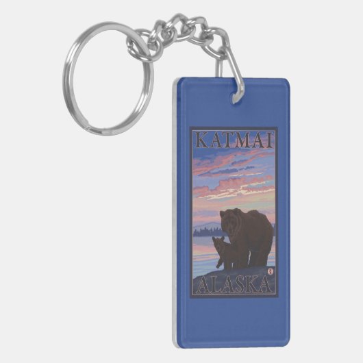 Beer en Cub - Katmai, Alaska Sleutelhanger (Voorkant Links)