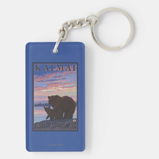 Beer en Cub - Katmai, Alaska Sleutelhanger (achterkant)
