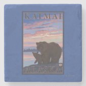 Beer en Cub - Katmai, Alaska Stenen Onderzetter (Voorkant)