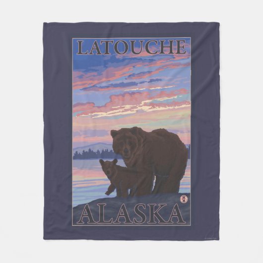 Beer en Cub - Latouche, Alaska Fleece Deken (Voorkant)