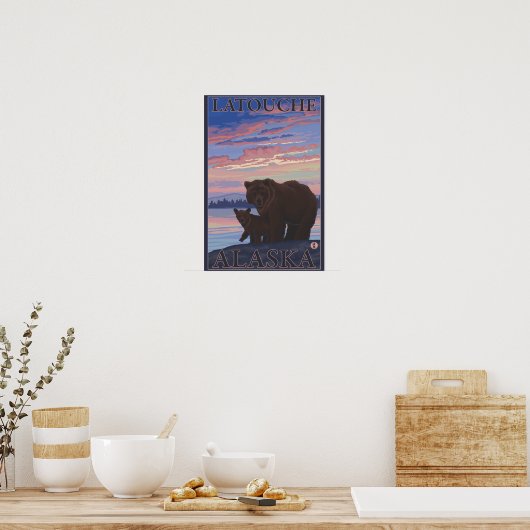 Beer en Cub - Latouche, Alaska Poster (Keuken)