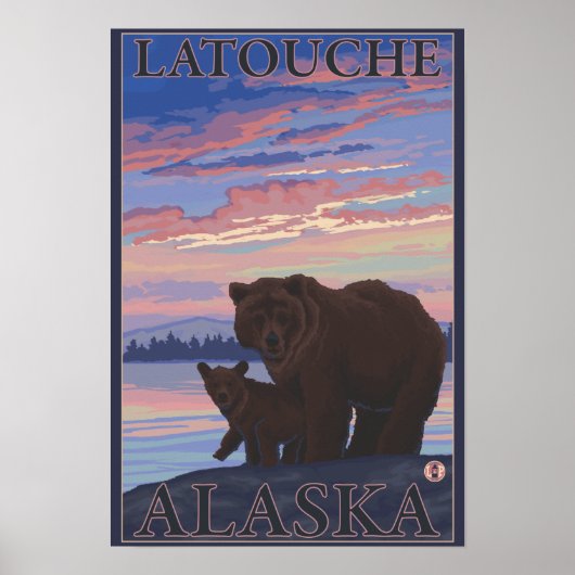 Beer en Cub - Latouche, Alaska Poster (Voorkant)