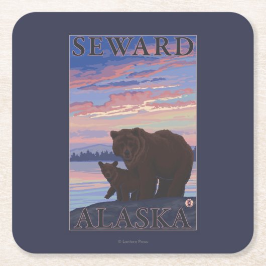 Beer en Cub - Seward, Alaska Kartonnen Onderzetters (Voorkant)