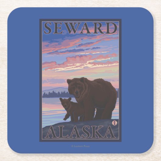 Beer en Cub - Seward, Alaska Kartonnen Onderzetters (Voorkant)