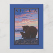 Beer en Cub - Sitka, Alaska Briefkaart (Voorkant)