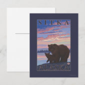 Beer en Cub - Sitka, Alaska Briefkaart (Voorkant / Achterkant)