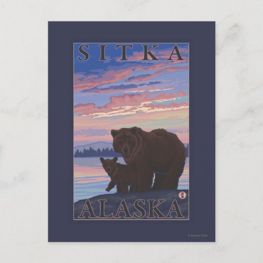 Beer en Cub - Sitka, Alaska Briefkaart (Voorkant)