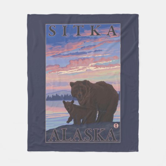 Beer en Cub - Sitka, Alaska Fleece Deken (Voorkant)