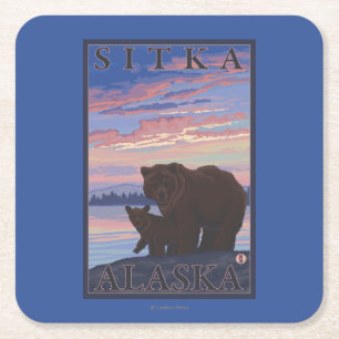 Beer en Cub - Sitka, Alaska Kartonnen Onderzetters