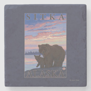 Beer en Cub - Sitka, Alaska Stenen Onderzetter