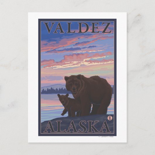 Beer en Cub - Valdez, Alaska Briefkaart (Voorkant)