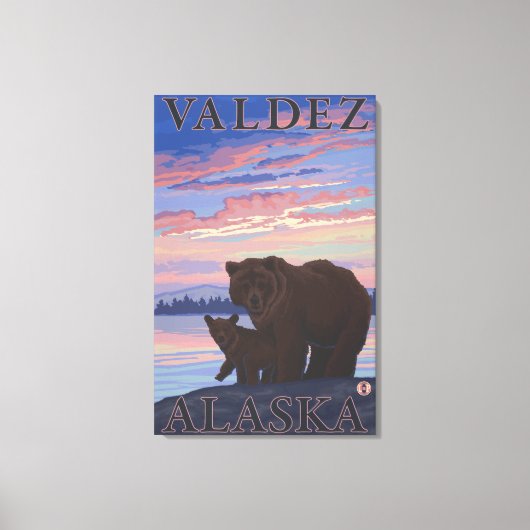 Beer en Cub - Valdez, Alaska Canvas Afdruk (Voorkant)