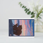 Beer en Cub - West-geelsteen, Montana Briefkaart (Staand voorkant)