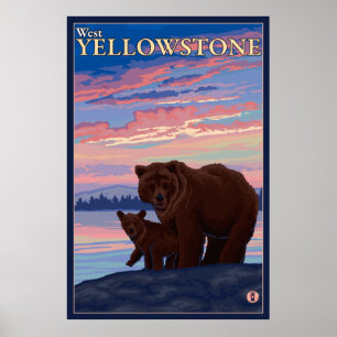 Beer en Cub - West-geelsteen, Montana Poster