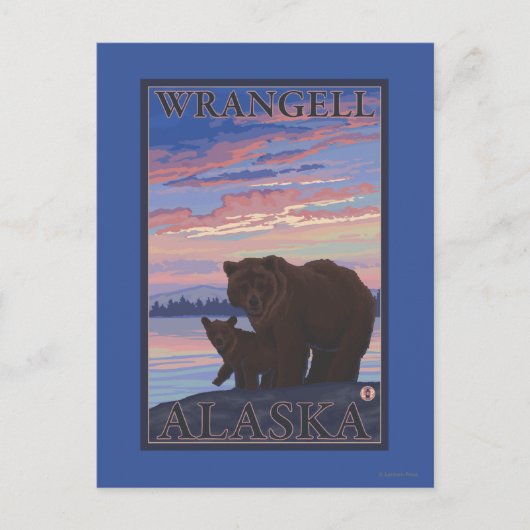 Beer en Cub - Wrangell, Alaska Briefkaart (Voorkant)