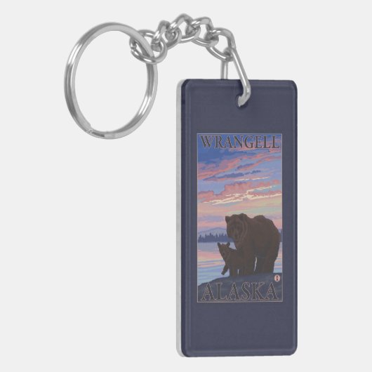 Beer en Cub - Wrangell, Alaska Sleutelhanger (Voorkant Links)
