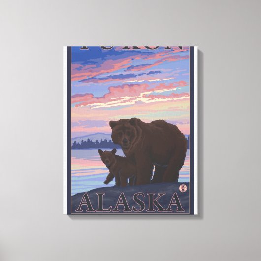 Beer en Cub - Yukon, Alaska Canvas Afdruk (Voorkant)